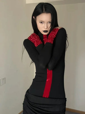 Goth Red Detail Top – MAUVSTUDIO®