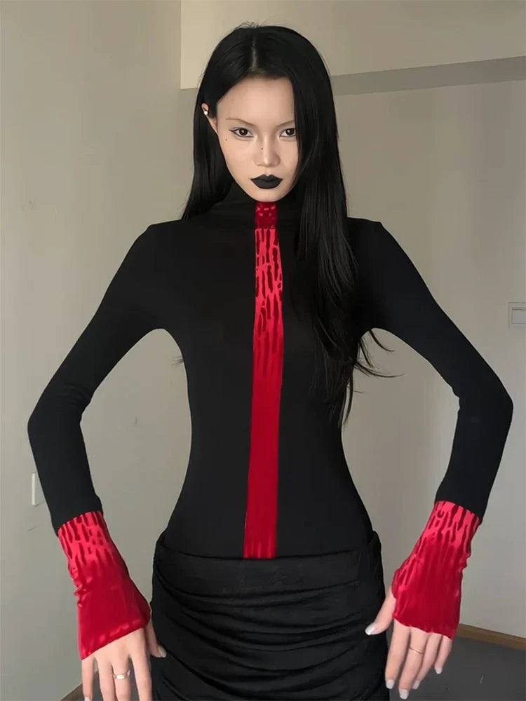Goth Red Detail Top – MAUVSTUDIO®