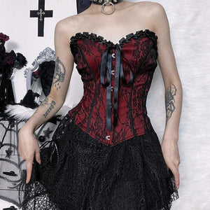 Goth Ribbon Detailed Corset Top