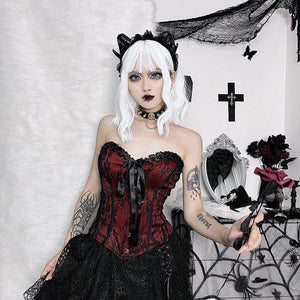 Goth Ribbon Detailed Corset Top