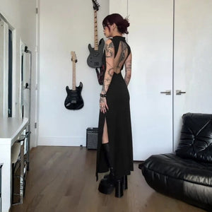 Goth Rose Maxi Dress view 3 | MAUVSTUDIO®