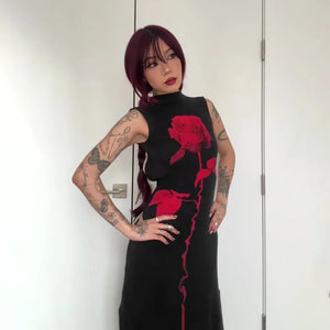Goth Rose Maxi Dress view 8 | MAUVSTUDIO®
