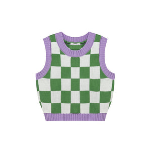 Green & Lavender Checkered Vest