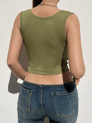 Green Padded Cropped Tank Top