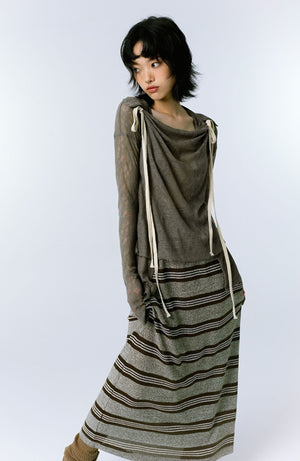 Grunge Asymmetric Long Sleeve Lace Top