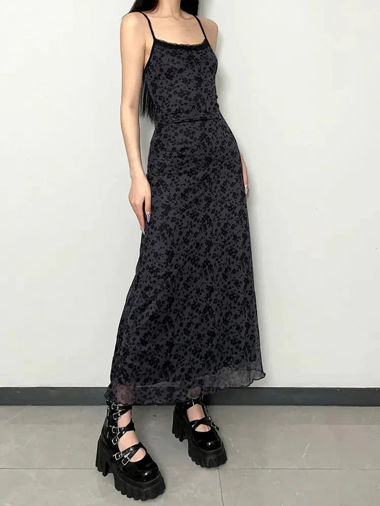 fitted lace wedding dress Grunge Floral Printed Maxi Dress – MAUVSTUDIO®