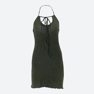 Halter Neck Knitted Mini Dress view 3 | MAUVSTUDIO®