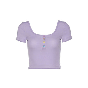 Heart Button Ribbed Tee