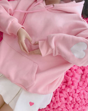 Heart Elbow Patch Hoodie