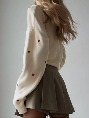 Heart Embroidered Sweater
