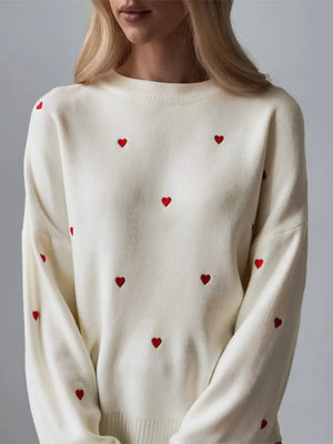 Heart Embroidered Sweater