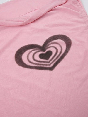 Heart Print See Through Tank Top