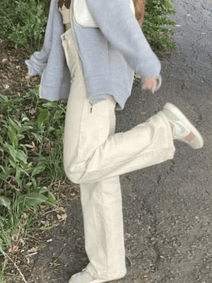 Jean boyfriend blanc délavé