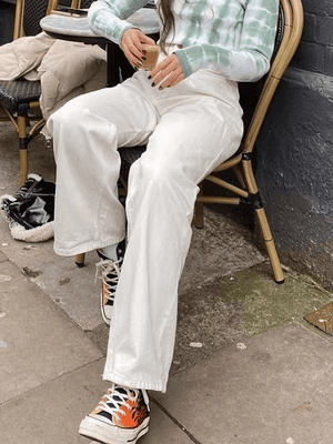 Jean boyfriend blanc délavé