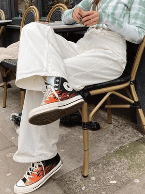 Jean boyfriend blanc délavé