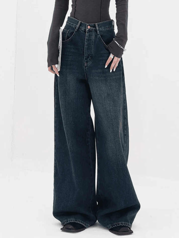 Jean boyfriend classique en denim à jambe droite