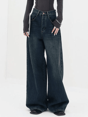 Jean boyfriend classique en denim à jambe droite