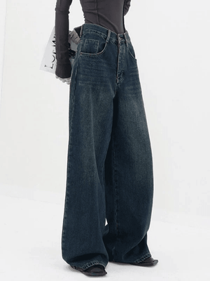 Jean boyfriend classique en denim à jambe droite