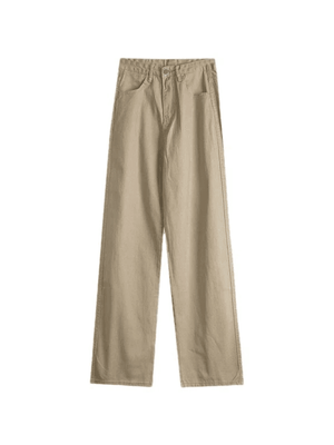 Jean boyfriend coupe droite kaki vintage