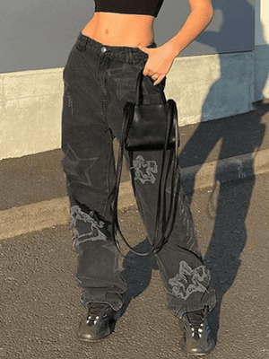 Jean boyfriend déchiré Vintage Star Patch