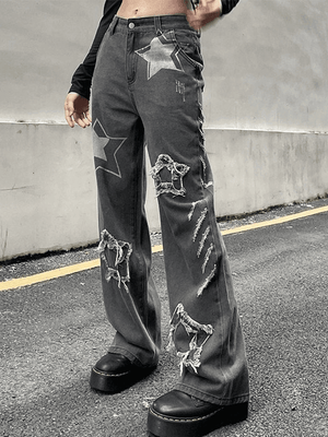 Jean boyfriend déchiré Vintage Star Patch