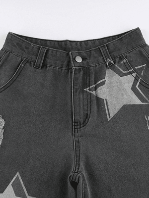 Jean boyfriend déchiré Vintage Star Patch