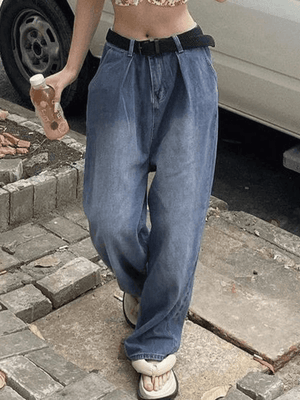 Jean boyfriend délavé Y2K