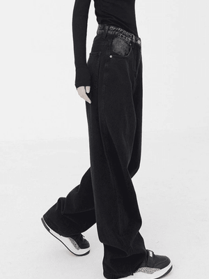 Jean boyfriend noir rétro délavé