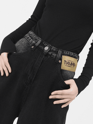 Jean boyfriend noir rétro délavé