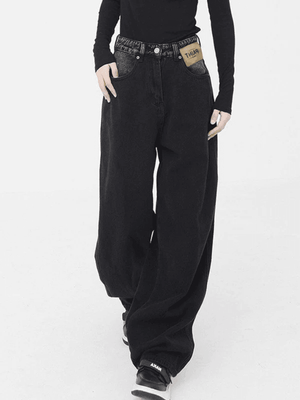 Jean boyfriend noir rétro délavé