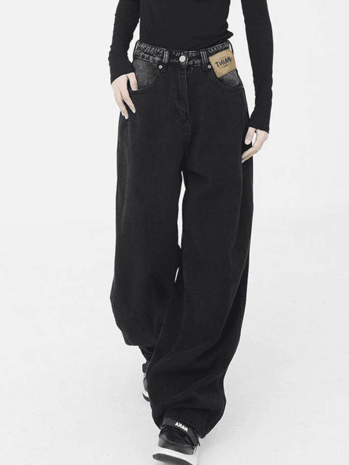 Jean boyfriend noir rétro délavé