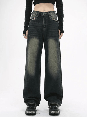 Jean boyfriend vintage à bords effilochés