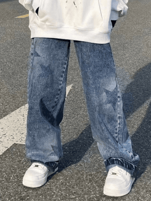 Jean boyfriend vintage à imprimé étoiles