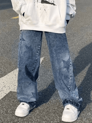 Jean boyfriend vintage à imprimé étoiles