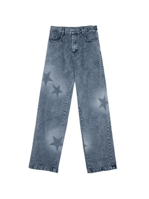 Jean boyfriend vintage à imprimé étoiles