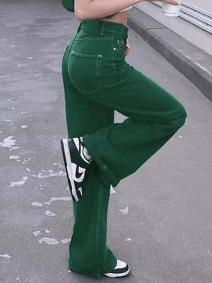 Jean boyfriend vintage délavé vert