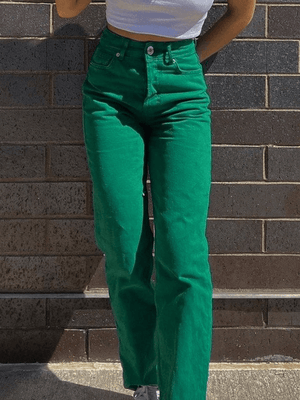 Jean boyfriend vintage délavé vert