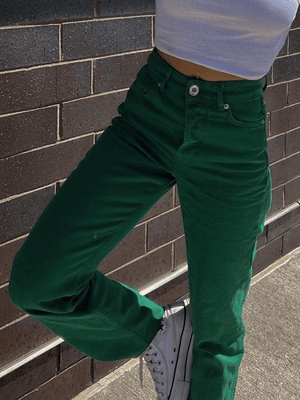 Jean boyfriend vintage délavé vert