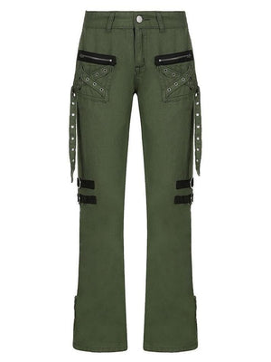 Jean cargo à fermeture éclair et décor métallique