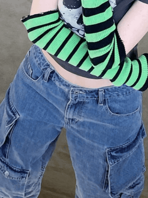 Jean cargo baggy à poches délavées vintage