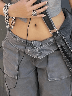 Jean cargo coupe boyfriend à imprimé étoiles vintage