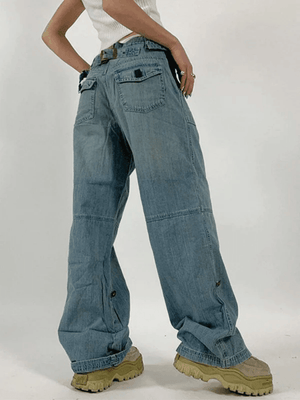 Jean cargo coupe droite avec ceinture
