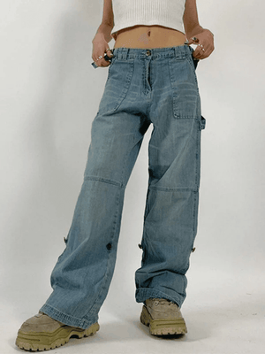 Jean cargo coupe droite avec ceinture