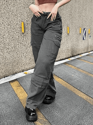 Jean cargo délavé à boucle graphique