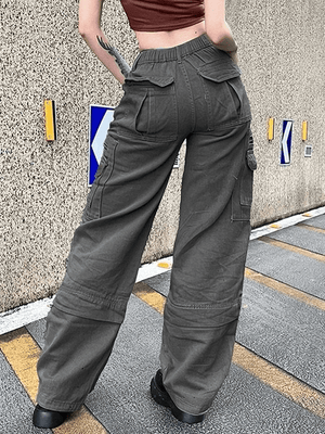 Jean cargo délavé à boucle graphique