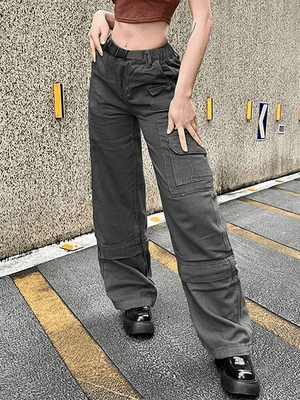 Jean cargo délavé à boucle graphique