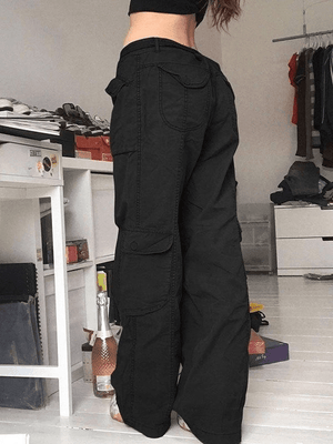 Jean cargo délavé à poches plaquées