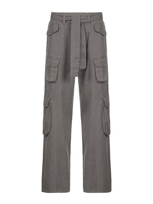 Jean cargo délavé à poches plaquées