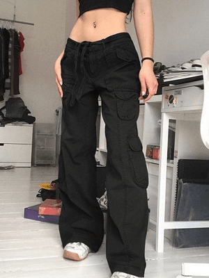 Jean cargo délavé à poches plaquées