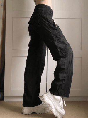 Jean cargo délavé à taille basse